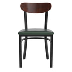 Chaises de salle à manger en bouleau et noyer, dossier en bois et assise en vinyle, hauteur bar, lot de 2