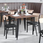 Chaises de salle à manger en bouleau et noyer, dossier en bois et assise en vinyle, hauteur bar, lot de 2
