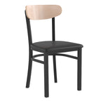 Chaises de salle à manger en bouleau et noyer, dossier en bois et assise en vinyle, hauteur bar, lot de 2