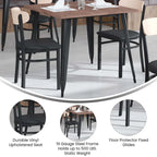 Chaises de salle à manger en bouleau et noyer, dossier en bois et assise en vinyle, hauteur bar, lot de 2