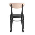 Chaises de salle à manger en bouleau et noyer, dossier en bois et assise en vinyle, hauteur bar, lot de 2