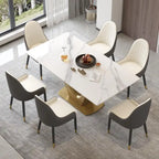 Table à manger moderne en marbre avec piédestal en V, table de cuisine en ardoise