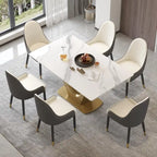 Table à manger moderne en marbre avec piédestal en V, table de cuisine en ardoise