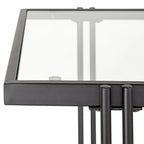 Console 3 niveaux en métal noir et verre trempé