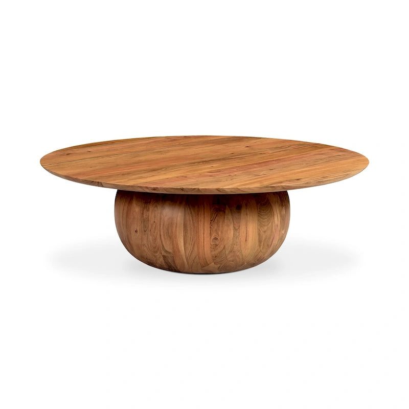 Table basse ronde moderne en bois d'acacia massif Aurelle Home
