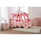 Lit carrosse en bois rose