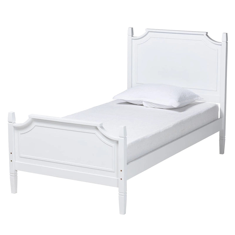 Lit Plateforme en Bois Blanc, Style Traditionnel, Grand Lit/Très Grand Lit
