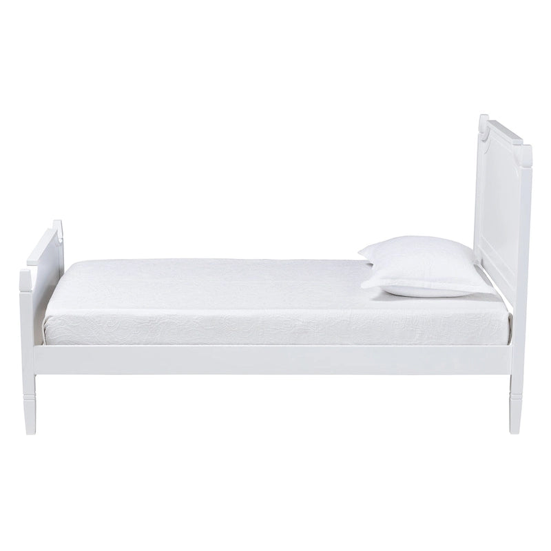 Lit Plateforme en Bois Blanc, Style Traditionnel, Grand Lit/Très Grand Lit