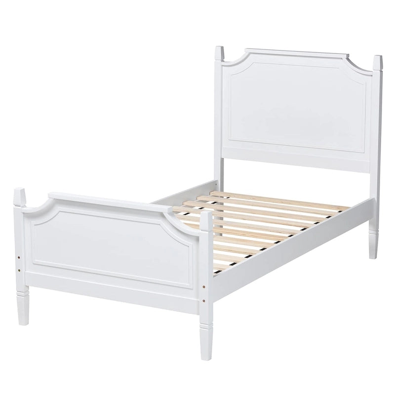 Lit Plateforme en Bois Blanc, Style Traditionnel, Grand Lit/Très Grand Lit