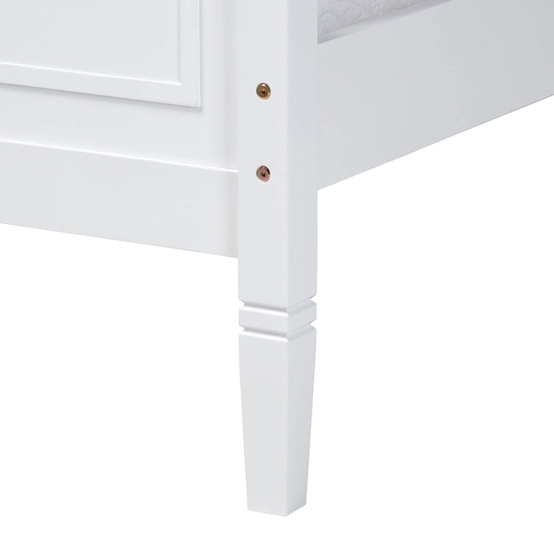 Lit Plateforme en Bois Blanc, Style Traditionnel, Grand Lit/Très Grand Lit
