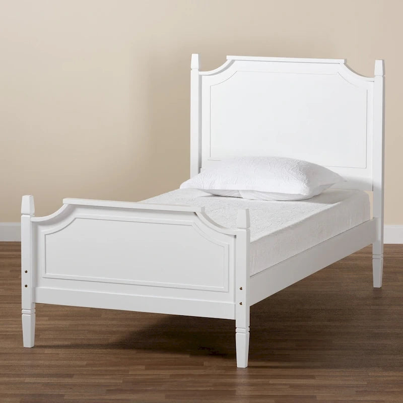 Lit Plateforme en Bois Blanc, Style Traditionnel, Grand Lit/Très Grand Lit