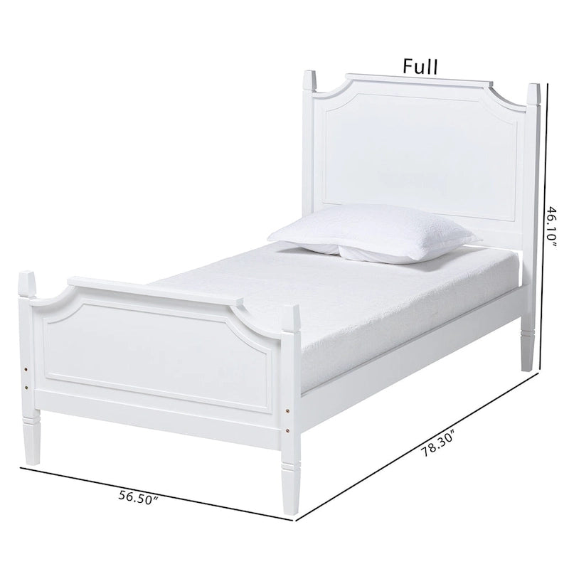 Lit Plateforme en Bois Blanc, Style Traditionnel, Grand Lit/Très Grand Lit
