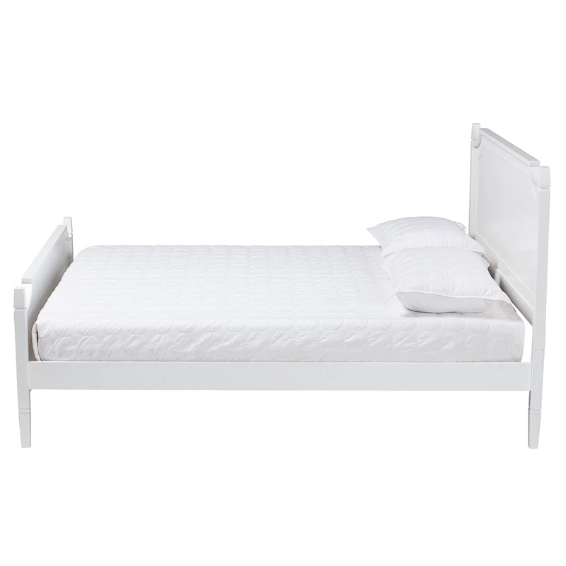 Lit Plateforme en Bois Blanc, Style Traditionnel, Grand Lit/Très Grand Lit