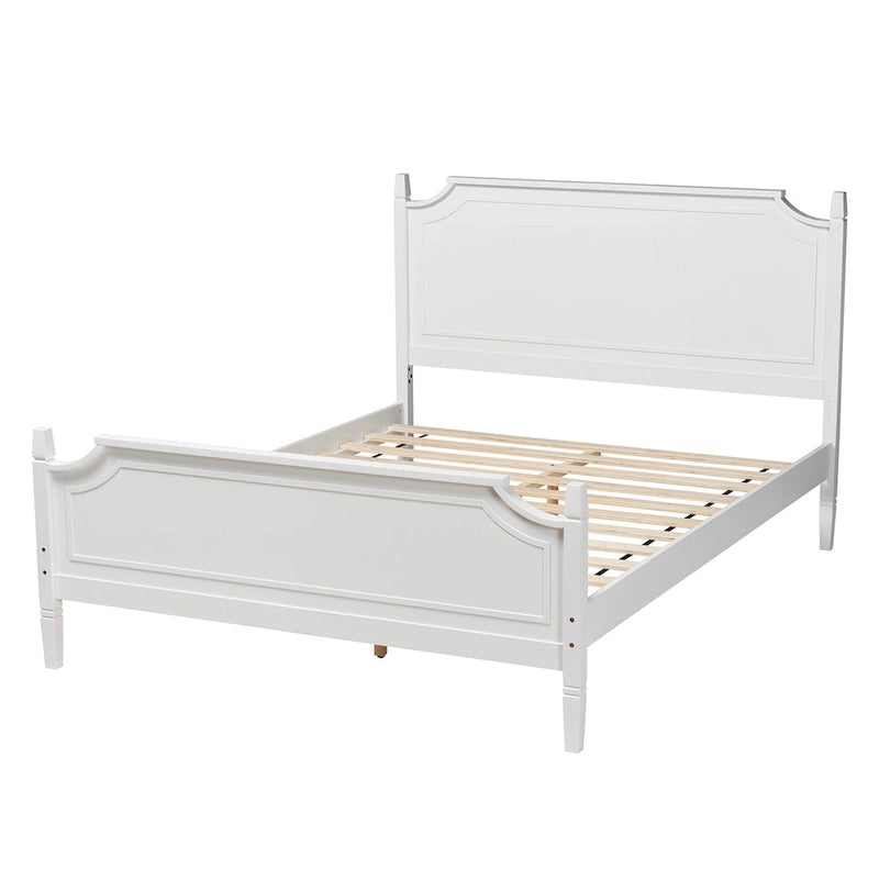 Lit Plateforme en Bois Blanc, Style Traditionnel, Grand Lit/Très Grand Lit