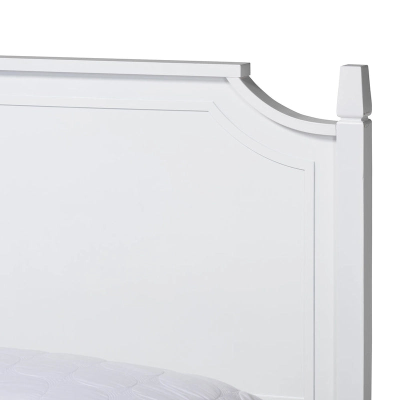 Lit Plateforme en Bois Blanc, Style Traditionnel, Grand Lit/Très Grand Lit