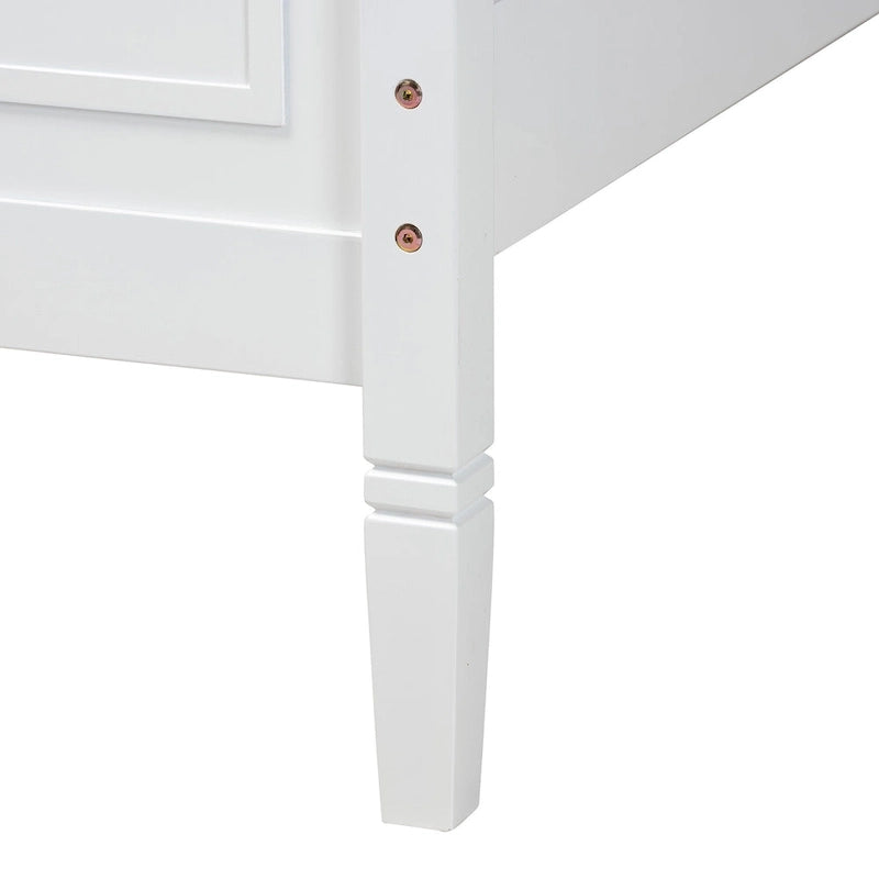 Lit Plateforme en Bois Blanc, Style Traditionnel, Grand Lit/Très Grand Lit