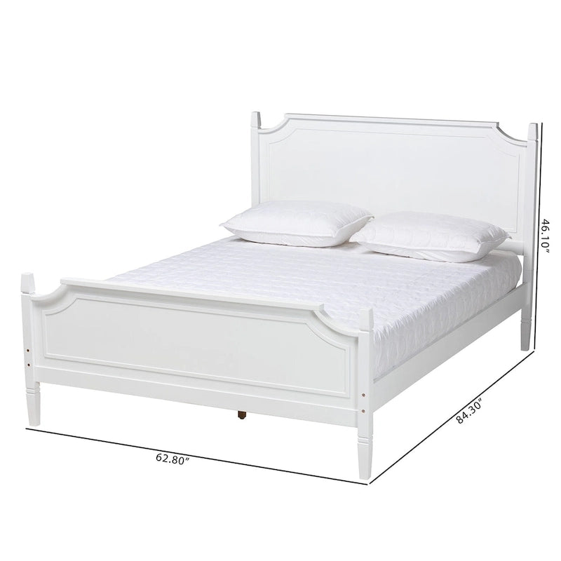 Lit Plateforme en Bois Blanc, Style Traditionnel, Grand Lit/Très Grand Lit