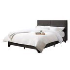 Lit rembourré queen-size à panneaux rectangulaires, crème/gris foncé/bleu/gris clair – 2 places