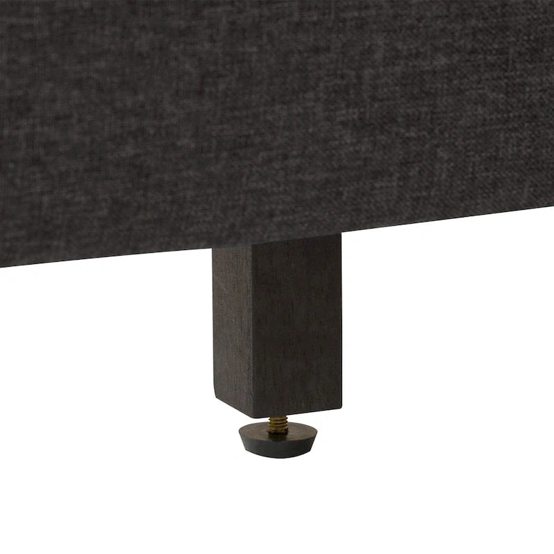 Lit rembourré queen-size à panneaux rectangulaires, crème/gris foncé/bleu/gris clair – 2 places