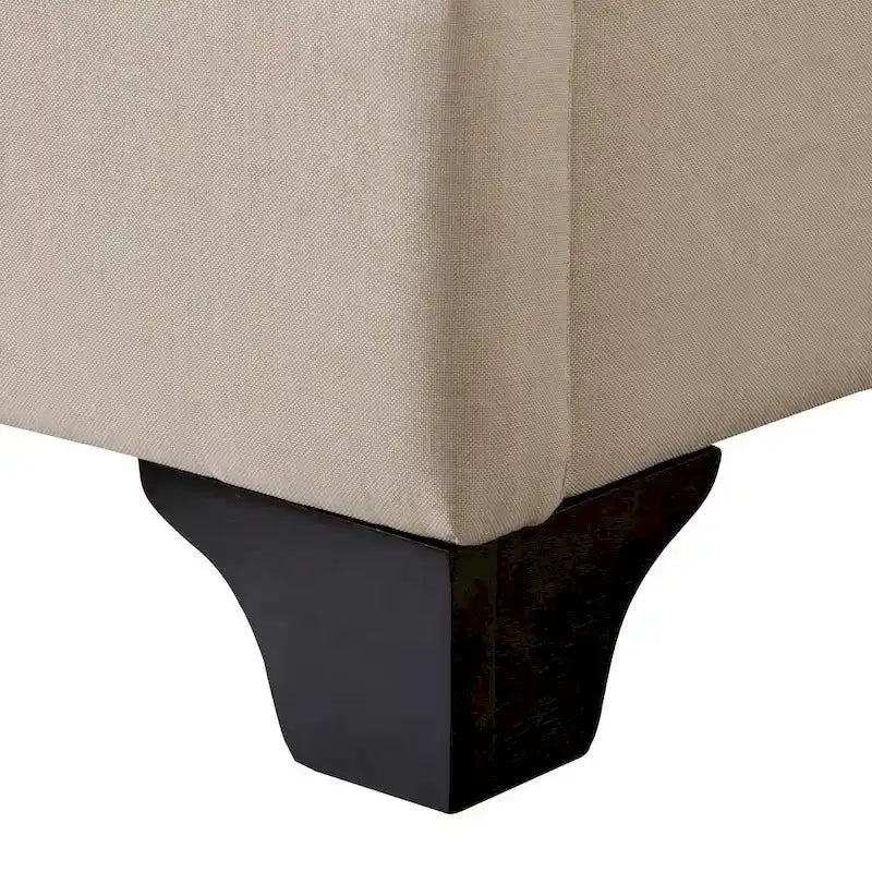 Lit rembourré queen-size à panneaux rectangulaires, crème/gris foncé/bleu/gris clair – 2 places