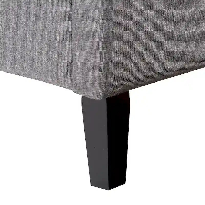 Lit rembourré queen-size à panneaux rectangulaires, crème/gris foncé/bleu/gris clair – 2 places