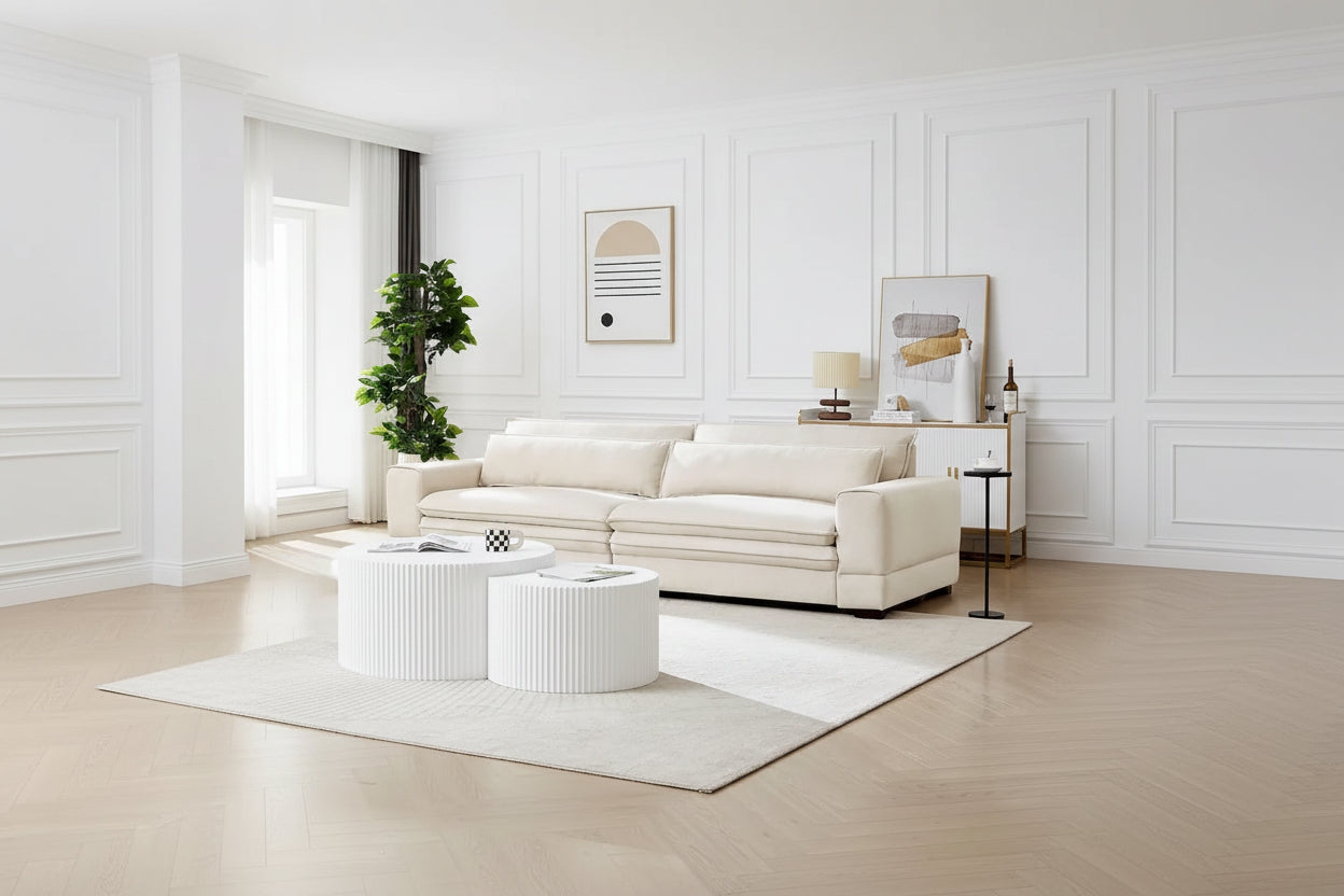 Canapé moderne du milieu du siècle beige, 3 places