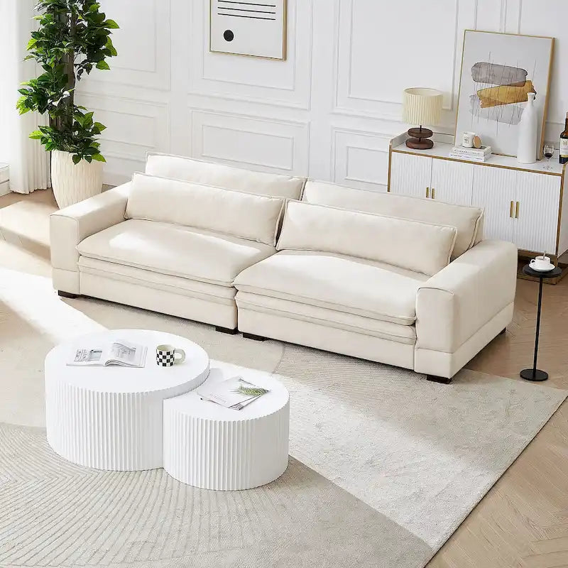 Canapé moderne du milieu du siècle beige, 3 places
