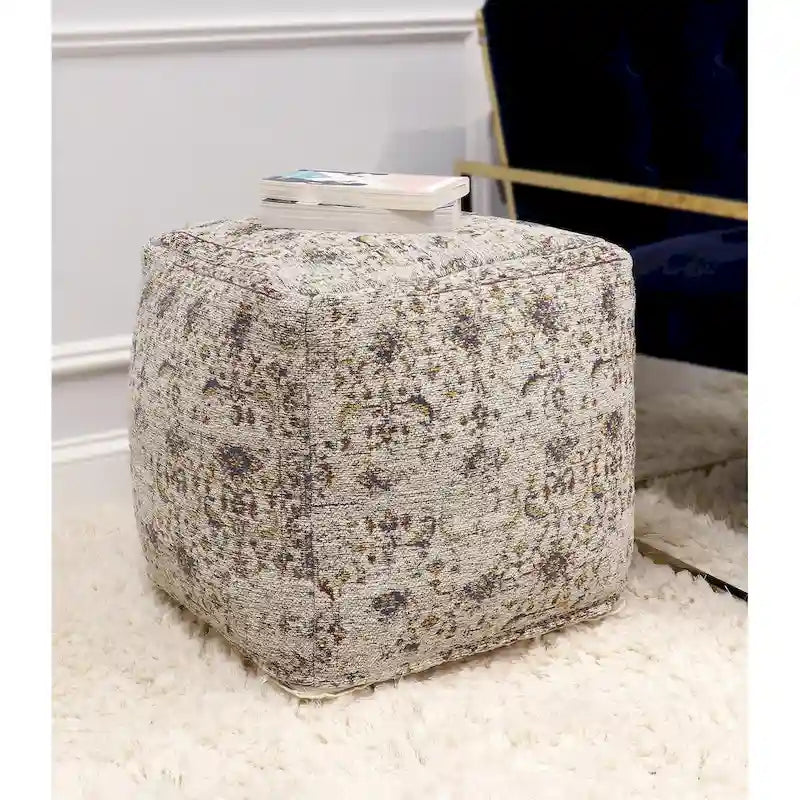 Pouf Pasargad Home Grandcanyon en Coton Premium, Taupe
