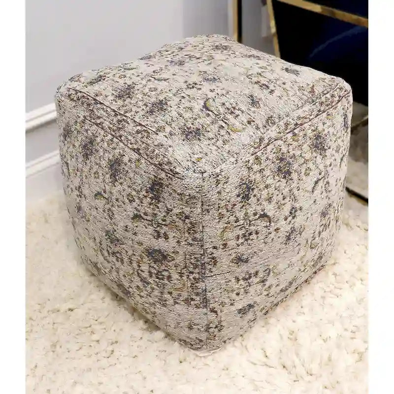 Pouf Pasargad Home Grandcanyon en Coton Premium, Taupe