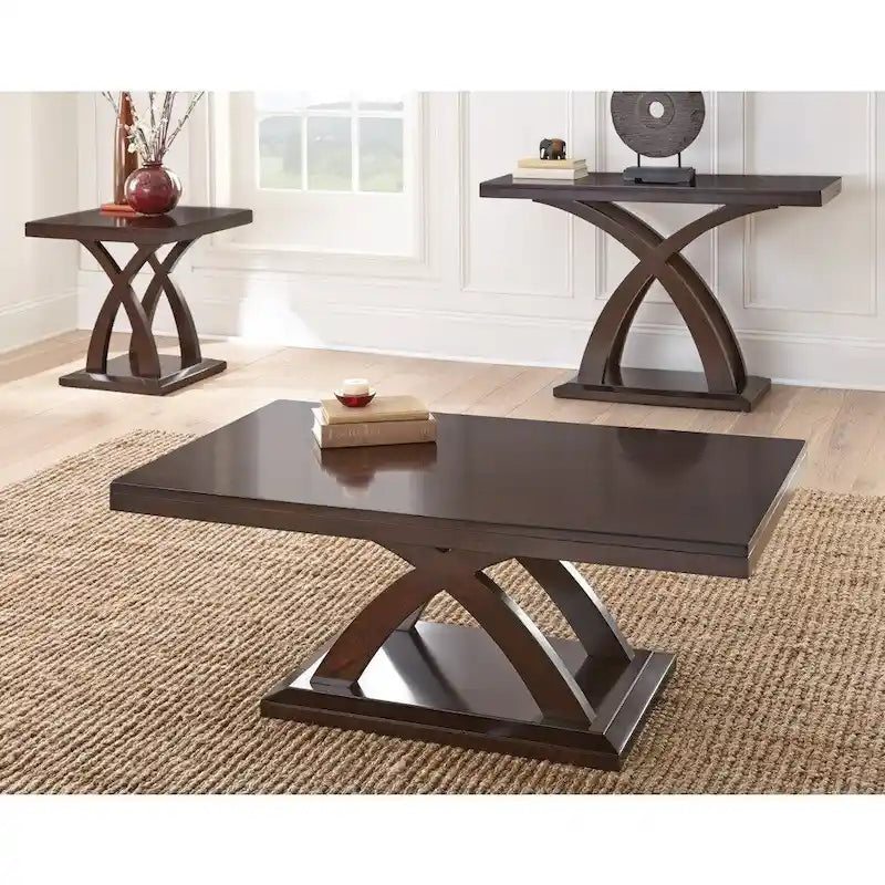 Table d'appoint Espresso de style X, 1 pièce, 61×61×61 cm