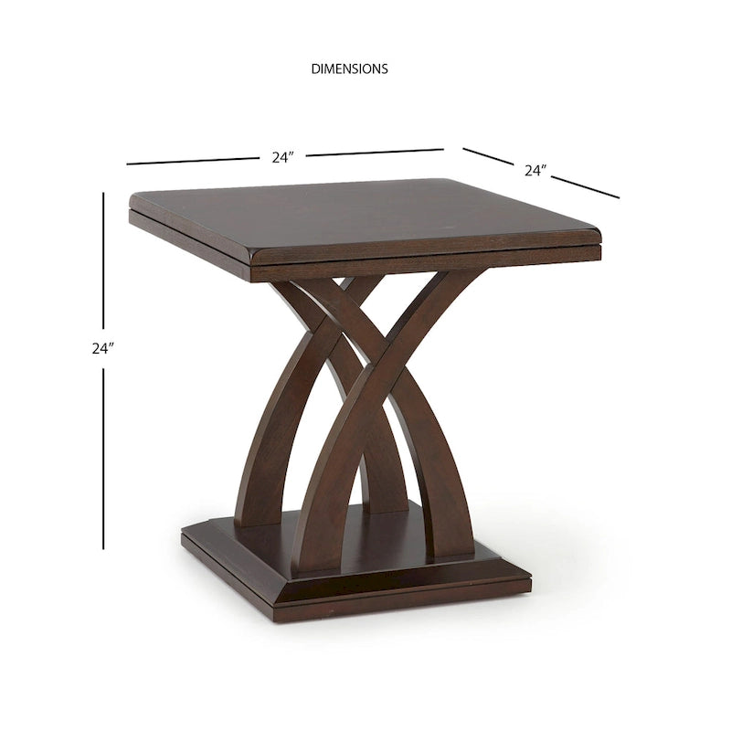Table d'appoint Espresso de style X, 1 pièce, 61×61×61 cm