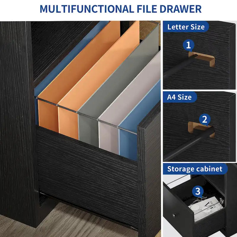 Bureau d'angle en L Marron/Blanc/Noir/Chêne avec Bande LED, Support d'écran et Rangement, 1 personne
