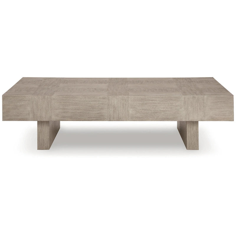 Table basse chêne clair grisâtre, plateau plaqué chêne, 60L x 35P x 16H