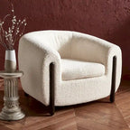 Fauteuil d'appoint dossier incurvé en bouclette ivoire, une place - 96,5 cm (L) x 86,4 cm (P) x 71,1 cm (H)