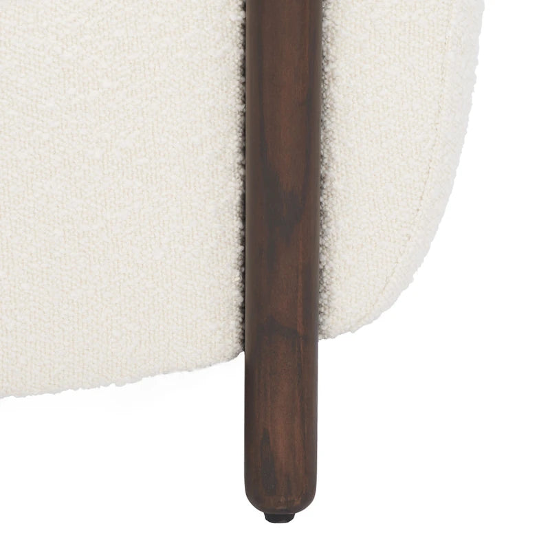 Fauteuil d'appoint dossier incurvé en bouclette ivoire, une place - 96,5 cm (L) x 86,4 cm (P) x 71,1 cm (H)