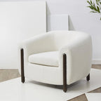 Fauteuil d'appoint dossier incurvé en bouclette ivoire, une place - 96,5 cm (L) x 86,4 cm (P) x 71,1 cm (H)