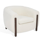 Fauteuil d'appoint dossier incurvé en bouclette ivoire, une place - 96,5 cm (L) x 86,4 cm (P) x 71,1 cm (H)