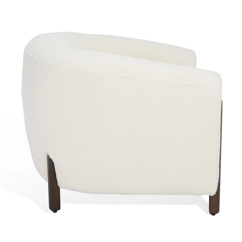 Fauteuil d'appoint dossier incurvé en bouclette ivoire, une place - 96,5 cm (L) x 86,4 cm (P) x 71,1 cm (H)