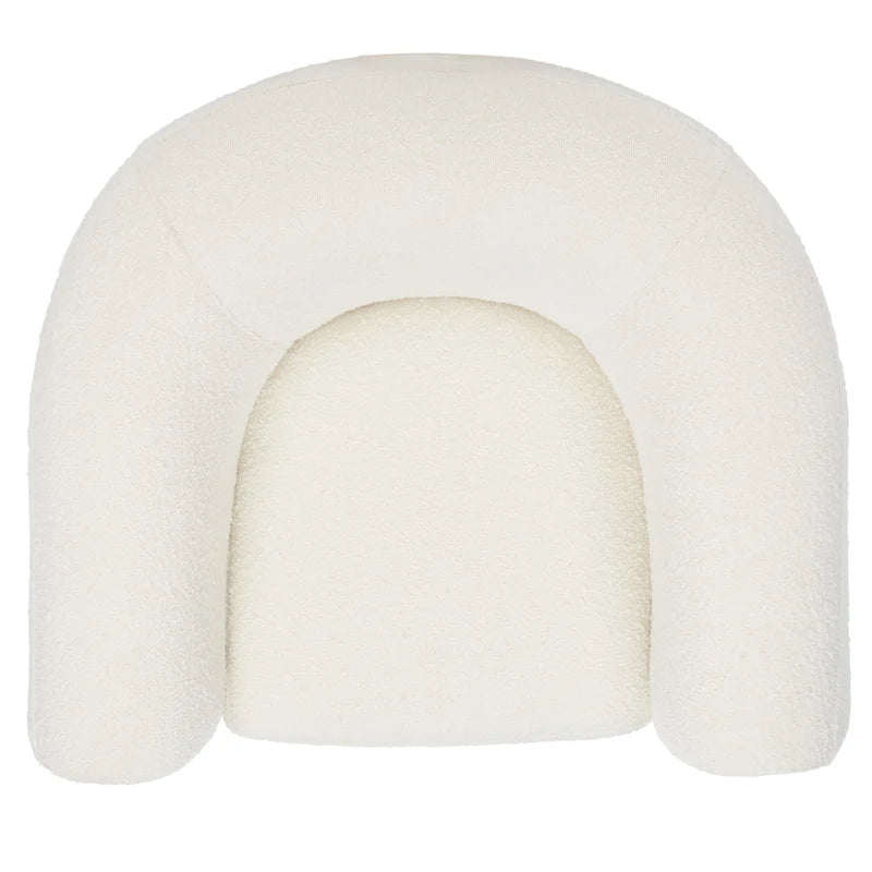 Fauteuil d'appoint dossier incurvé en bouclette ivoire, une place - 96,5 cm (L) x 86,4 cm (P) x 71,1 cm (H)