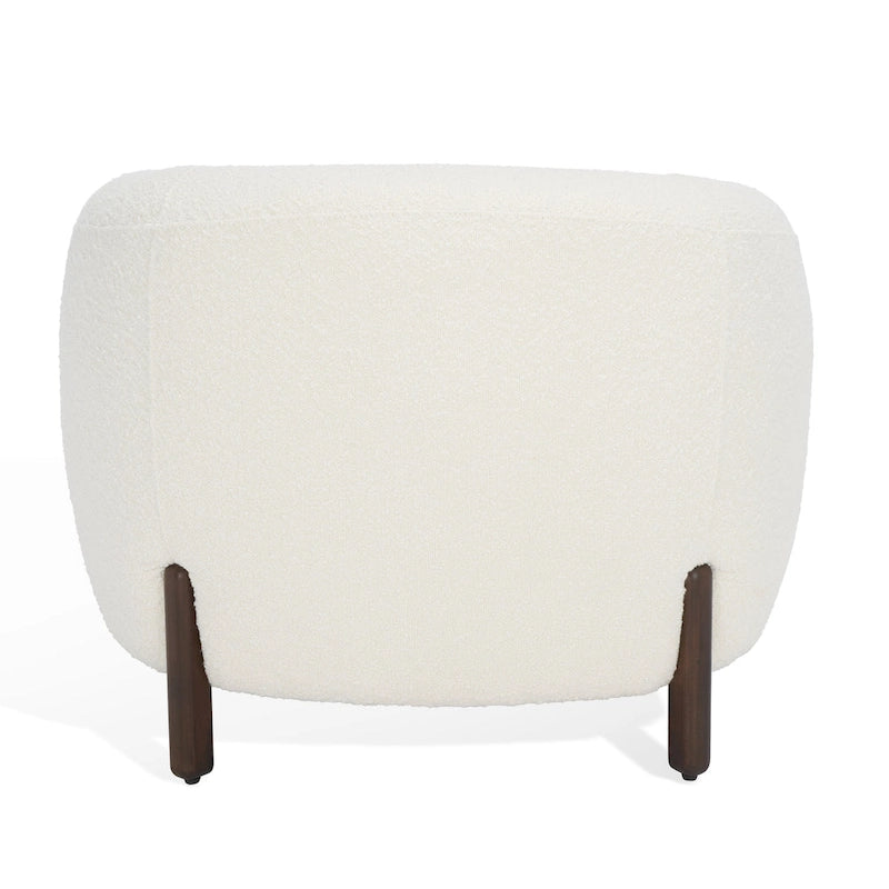 Fauteuil d'appoint dossier incurvé en bouclette ivoire, une place - 96,5 cm (L) x 86,4 cm (P) x 71,1 cm (H)