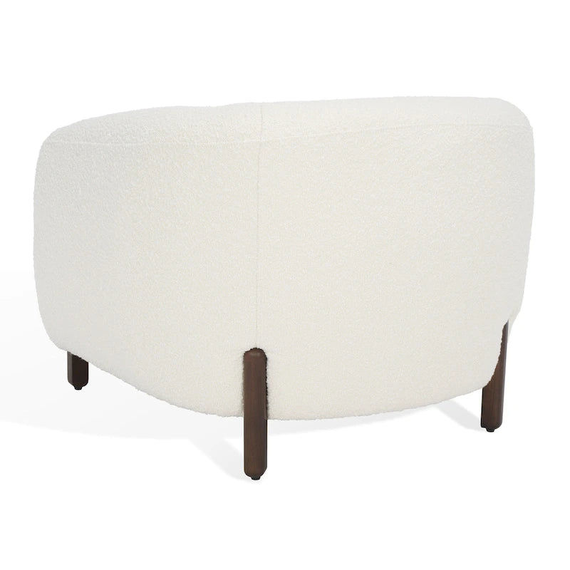Fauteuil d'appoint dossier incurvé en bouclette ivoire, une place - 96,5 cm (L) x 86,4 cm (P) x 71,1 cm (H)