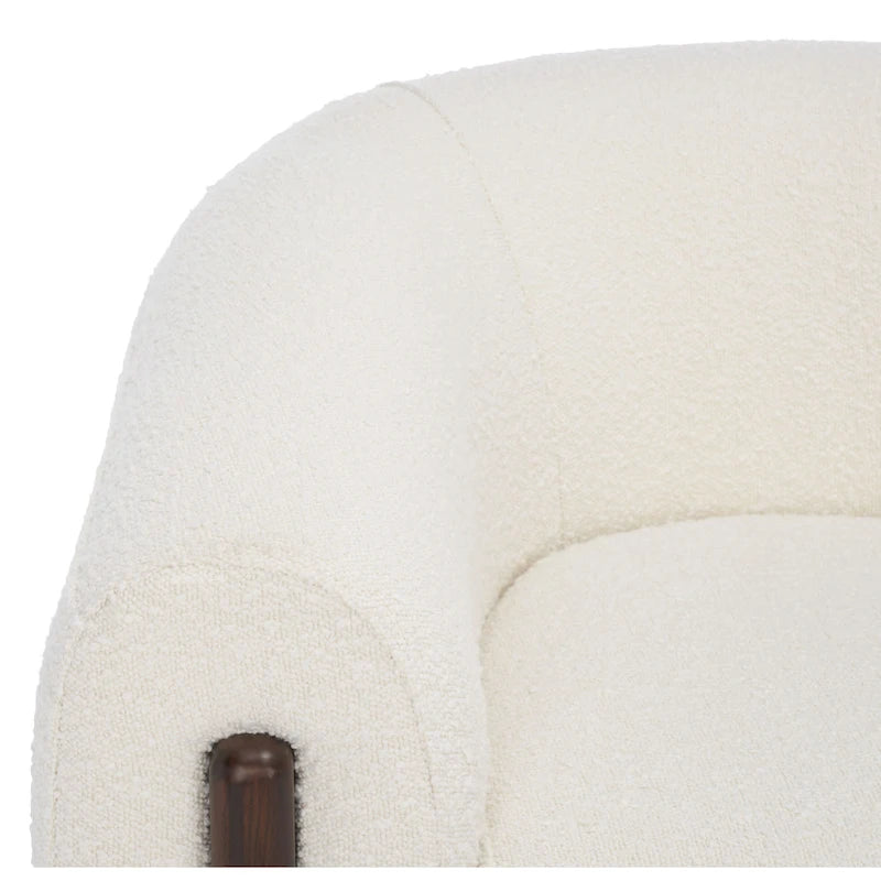 Fauteuil d'appoint dossier incurvé en bouclette ivoire, une place - 96,5 cm (L) x 86,4 cm (P) x 71,1 cm (H)
