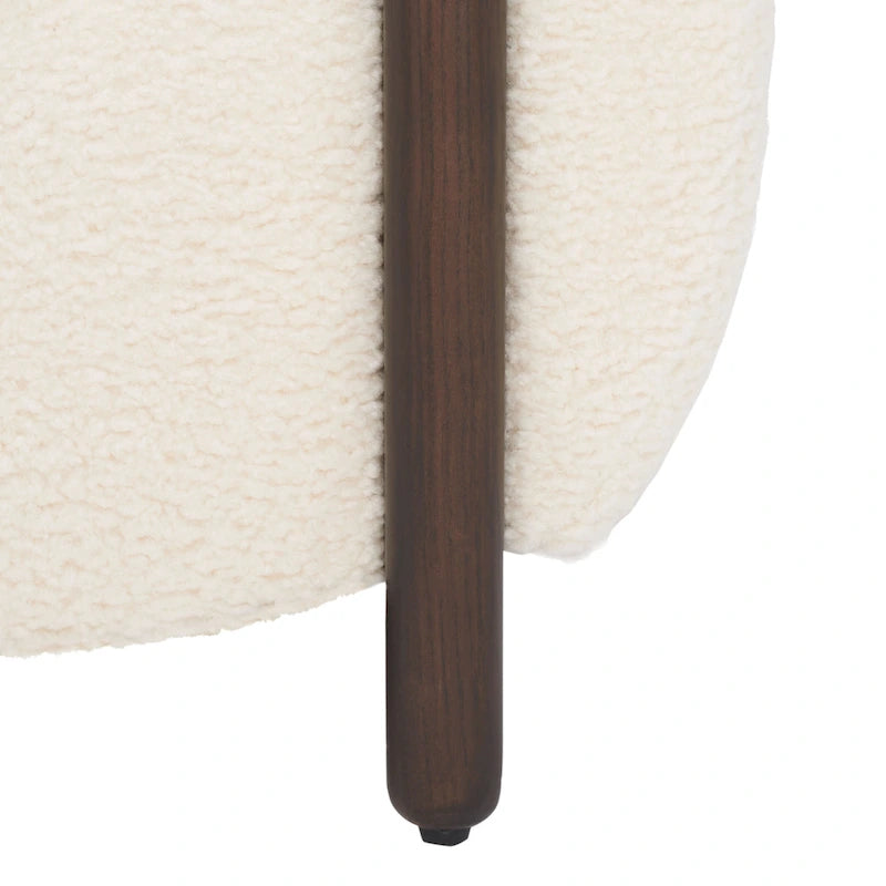 Fauteuil d'appoint dossier incurvé en bouclette ivoire, une place - 96,5 cm (L) x 86,4 cm (P) x 71,1 cm (H)