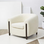 Fauteuil d'appoint dossier incurvé en bouclette ivoire, une place - 96,5 cm (L) x 86,4 cm (P) x 71,1 cm (H)