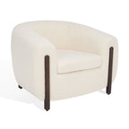 Fauteuil d'appoint dossier incurvé en bouclette ivoire, une place - 96,5 cm (L) x 86,4 cm (P) x 71,1 cm (H)