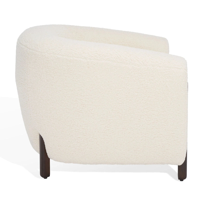 Fauteuil d'appoint dossier incurvé en bouclette ivoire, une place - 96,5 cm (L) x 86,4 cm (P) x 71,1 cm (H)