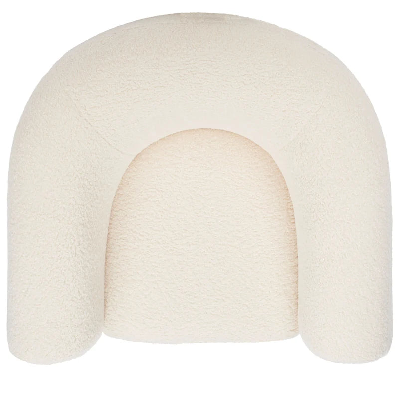Fauteuil d'appoint dossier incurvé en bouclette ivoire, une place - 96,5 cm (L) x 86,4 cm (P) x 71,1 cm (H)