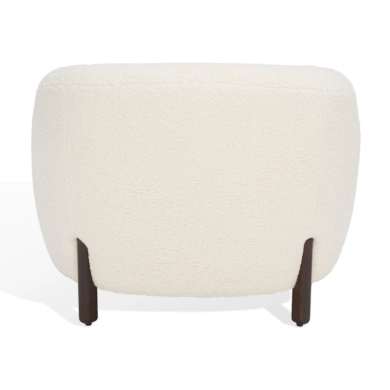 Fauteuil d'appoint dossier incurvé en bouclette ivoire, une place - 96,5 cm (L) x 86,4 cm (P) x 71,1 cm (H)