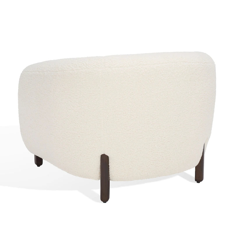 Fauteuil d'appoint dossier incurvé en bouclette ivoire, une place - 96,5 cm (L) x 86,4 cm (P) x 71,1 cm (H)