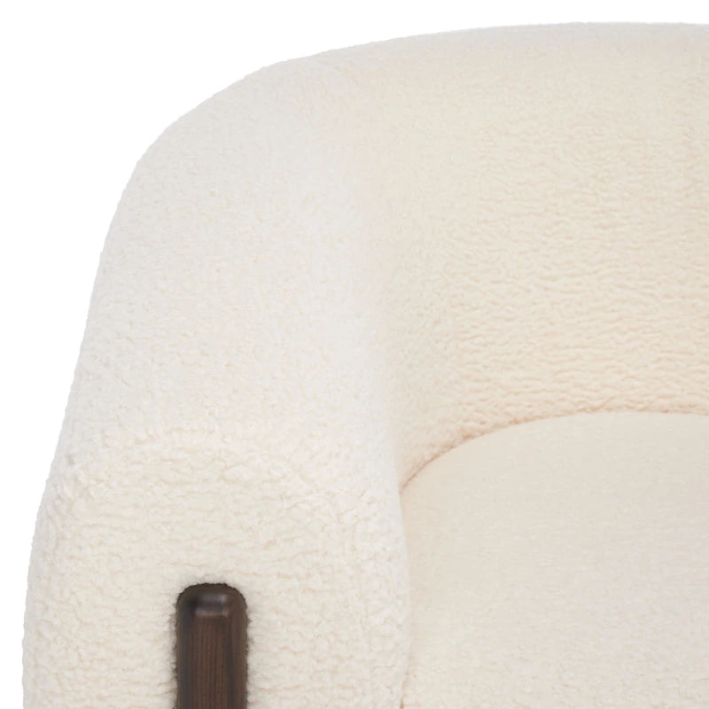 Fauteuil d'appoint dossier incurvé en bouclette ivoire, une place - 96,5 cm (L) x 86,4 cm (P) x 71,1 cm (H)